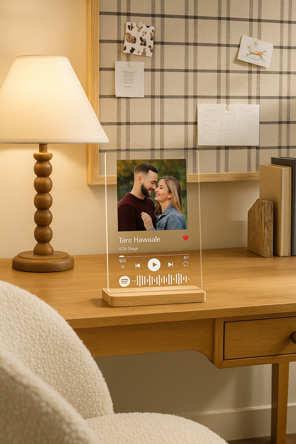 Customized Spotify Photo with Wooden Stand Gift, Birthday,Anniversary,Valentine's Gift (6 * 9 Inches