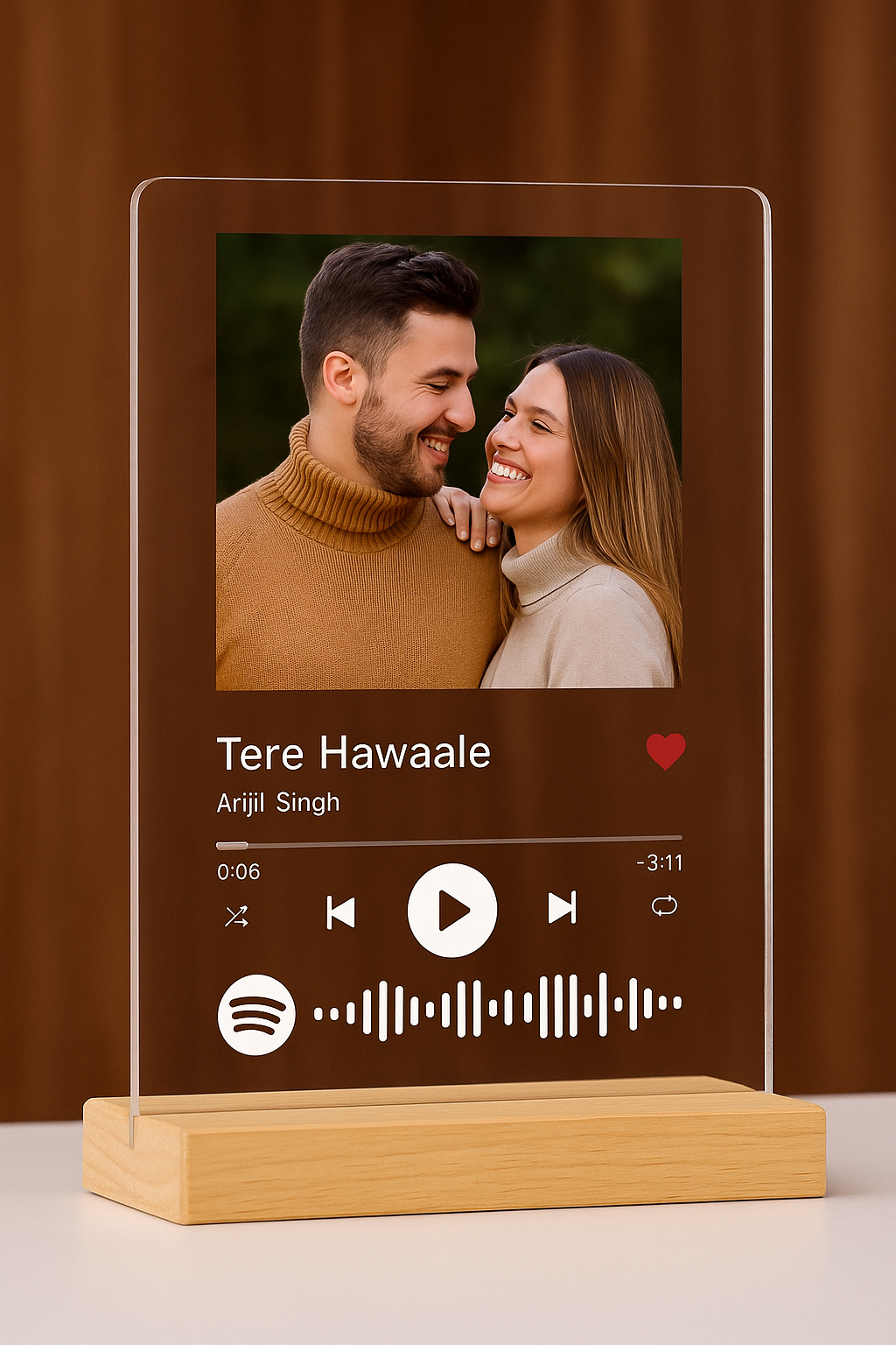 Customized Spotify Photo with Wooden Stand Gift, Birthday,Anniversary,Valentine's Gift (6 * 9 Inches