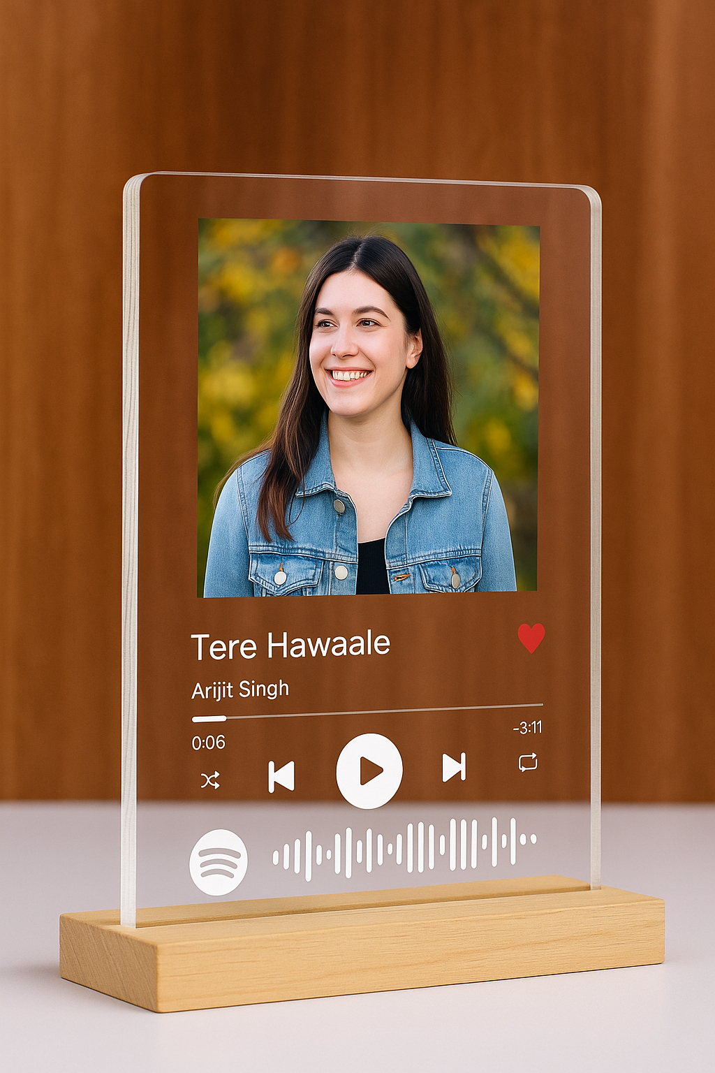 Customized Spotify Photo with Wooden Stand Gift, Birthday,Anniversary,Valentine's Gift (6 * 9 Inches