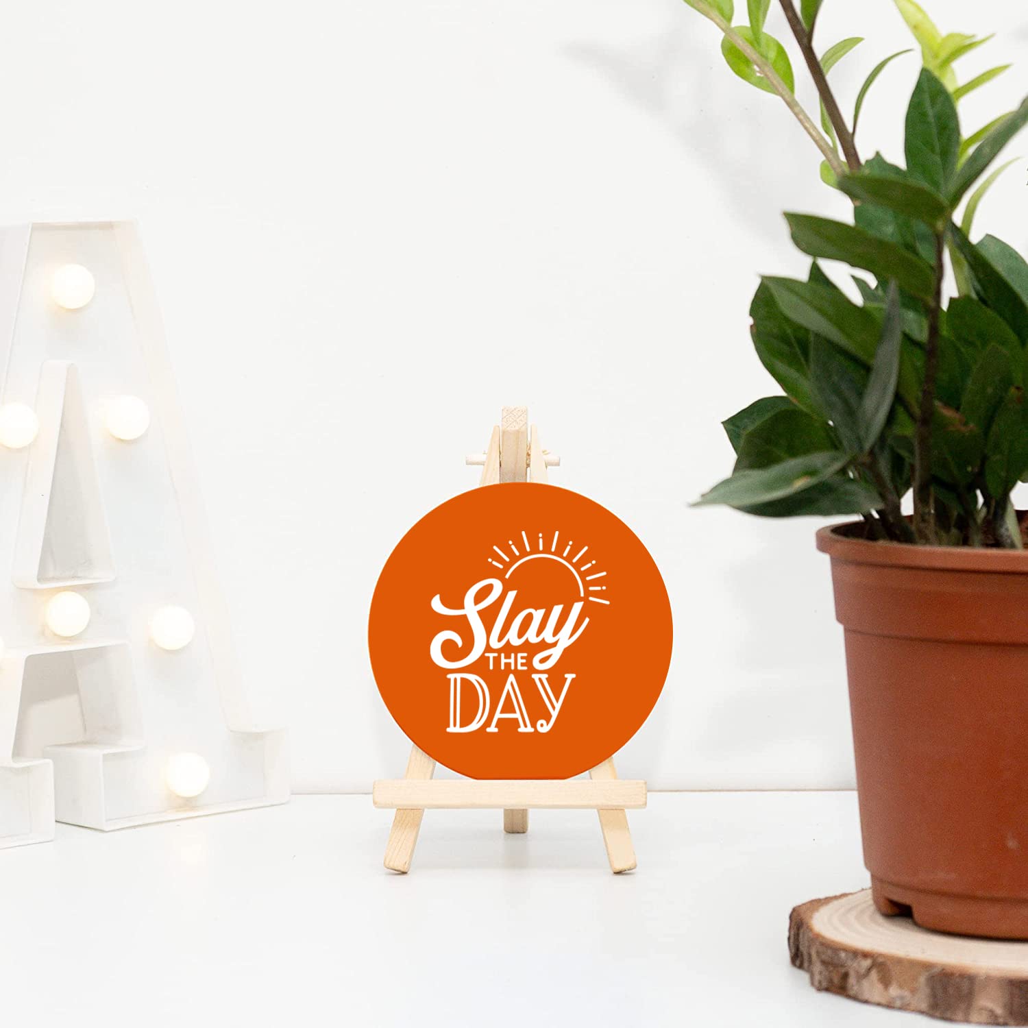 Artszila Wooden Easel Stand with Motivational Quote Slay The Day for Office/Desk Decor/Home Decoration/Table Decor