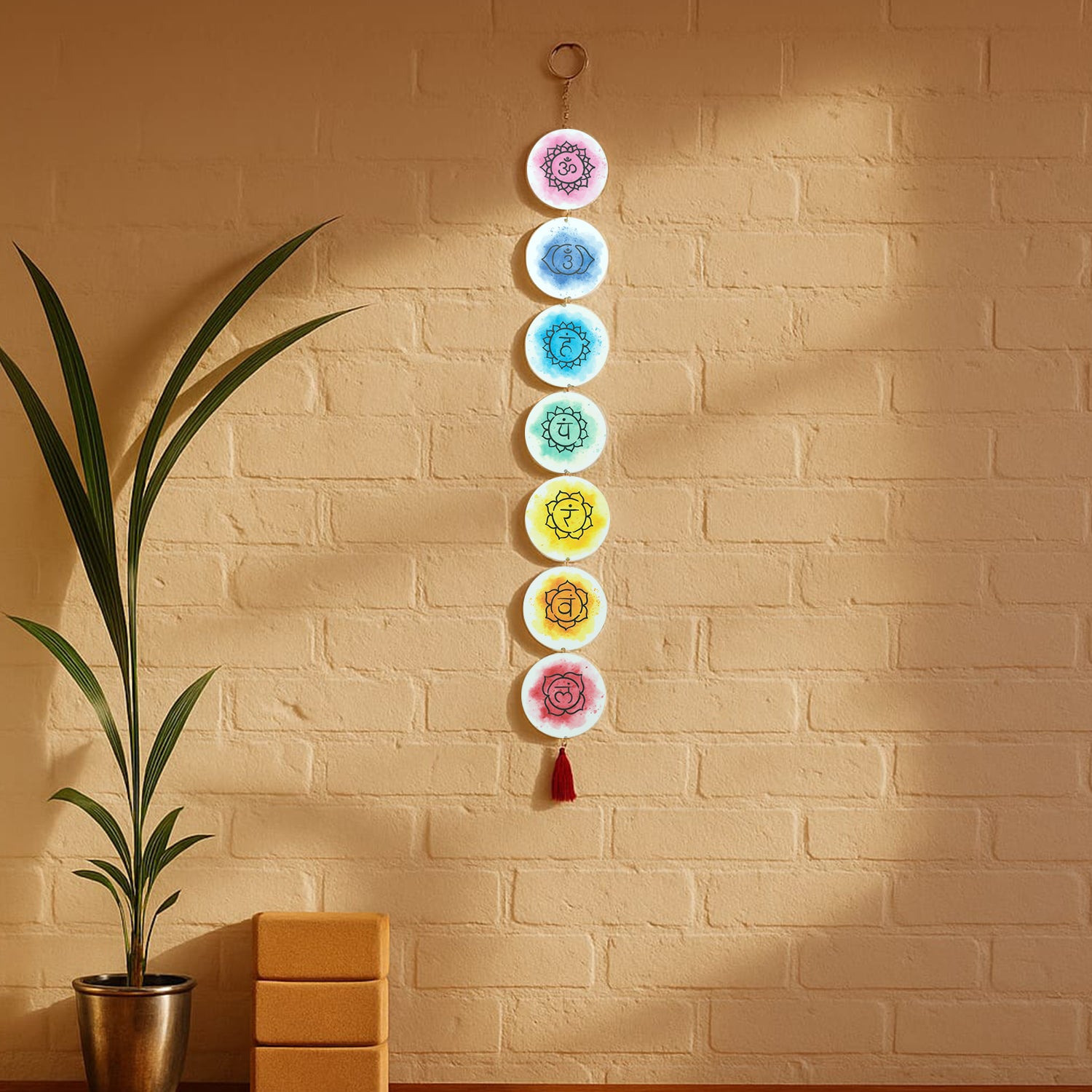 UV Printed 7 Chakra White Acrylic Wall Hanging for Home, Yoga Studio & Meditation Space | Spiritual Healing Wall Art