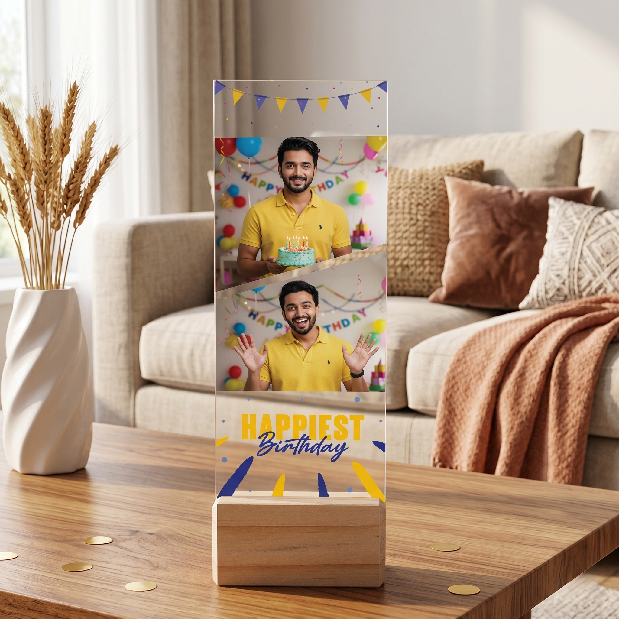Custom Acrylic Photo Table Top with Wooden Base | Personalized Memory Gift for Birthday, Anniversary & Special Occasions (Copy)
