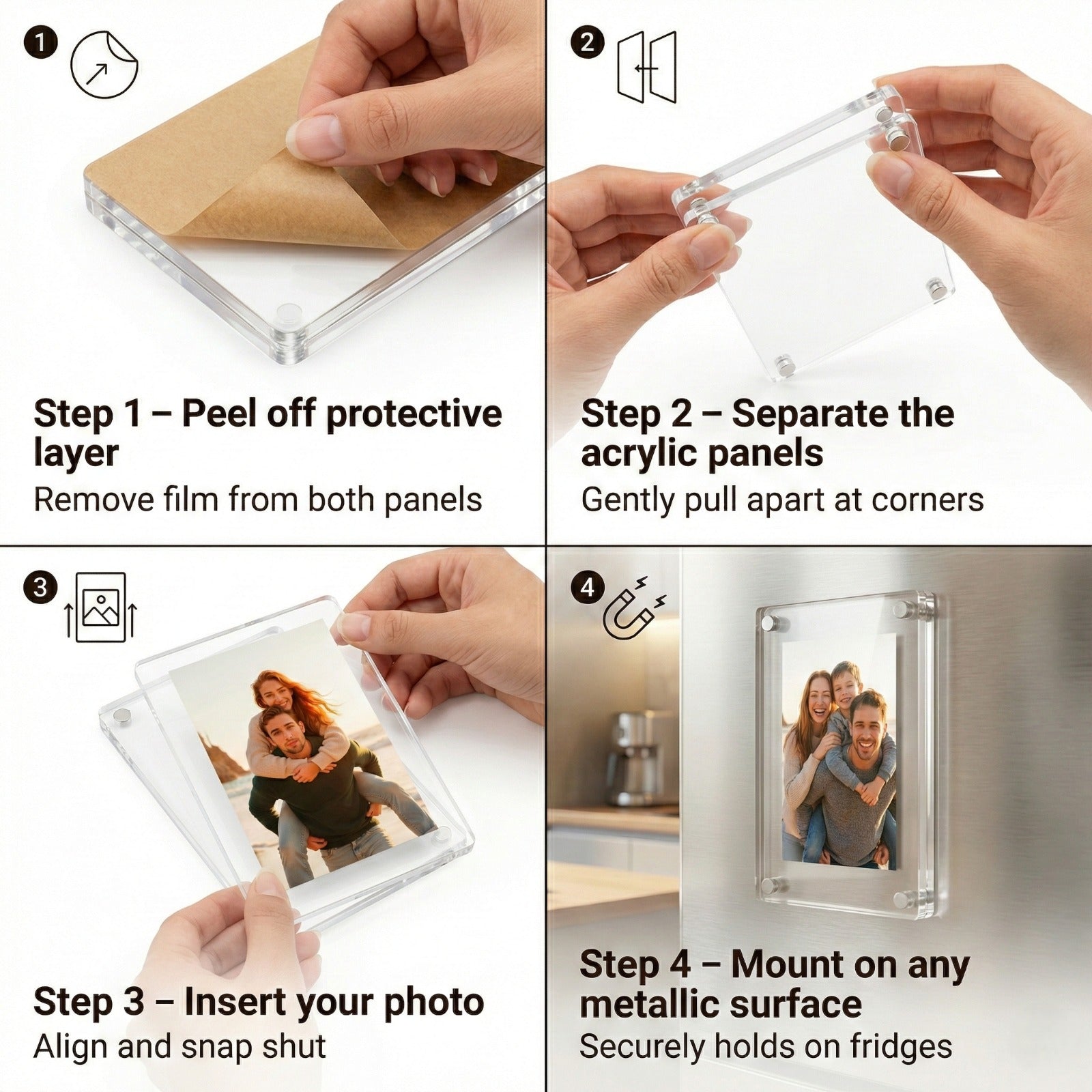 Acrylic Fridge magnets with photo replaceable option