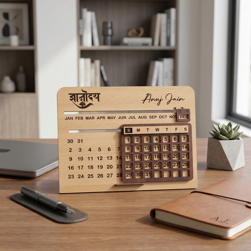 Custom Wooden Never Ending Calendar – Personalized Perpetual Desk Calendar