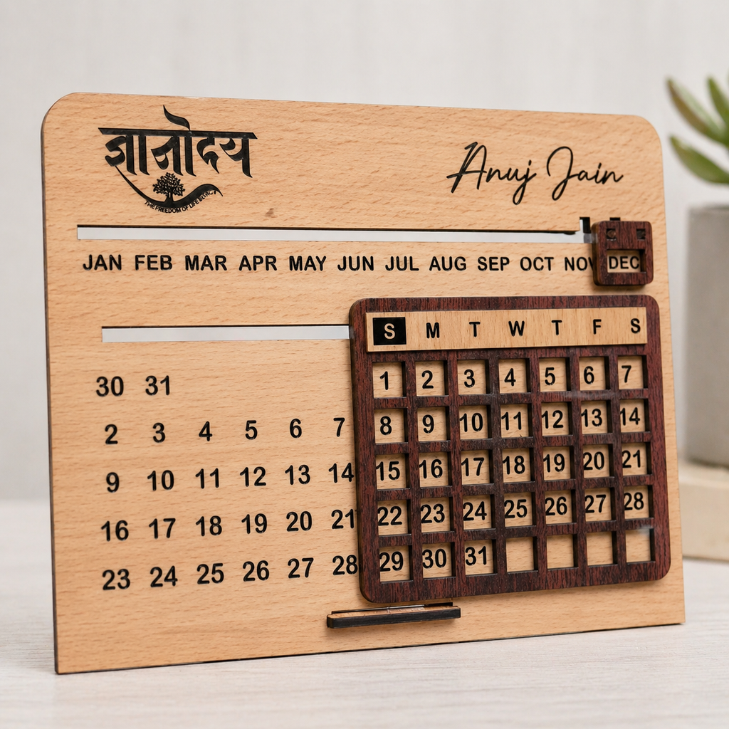 Custom Wooden Never Ending Calendar – Personalized Perpetual Desk Calendar
